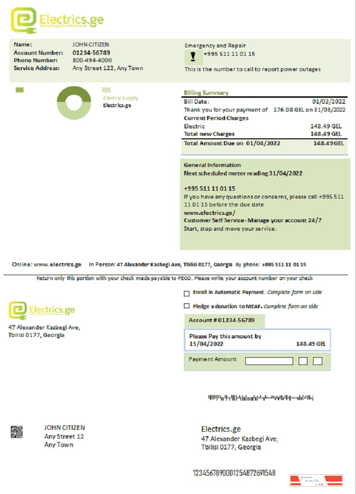 Georgia Electrics.ge electricity bill